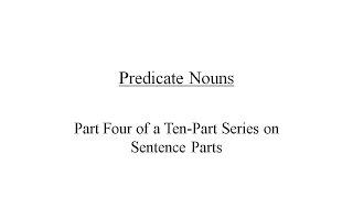 Predicate Nouns