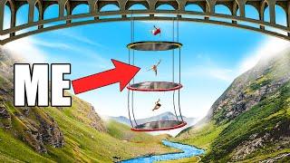 We Hung 3 Trampolines under 120 FOOT BRIDGE!