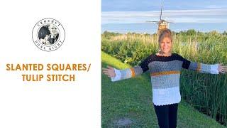 Crochet tutorial: FUN FALL project // Slanted Squares or Tulip stitch?