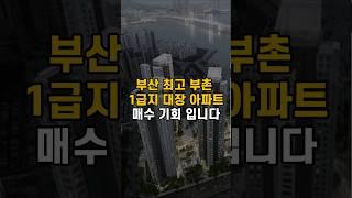 부산 최고 부촌 1급지 대장 아파트 지금이 매수 기회 입니다.