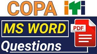 COPA ITI MS Word MCQ most important questions and answers for CTS Theory Exam with pdf