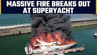 England: Fire breaks out at luxury superyacht, video goes viral  | Oneindia News