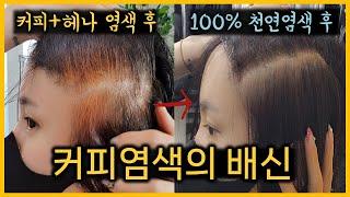 커피염색 성공 하셨어요? 흰머리 새치염색 실패하신분들 그냥 이렇게 하세요. #천연염색