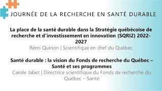 La santé durable : vision du FRQ et du FRQS