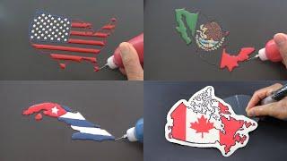 North America Flag Map Pancake Art - USA, Mexico, Canada, Cuba