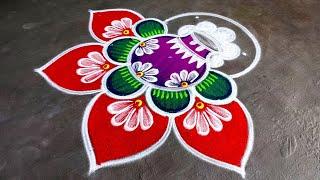 Bhogi Pongal pot rangoli/Thai Pongal Paanai kolam/sankranti chukala muggulu/super Amazingrangoli