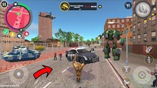 Rope Hero Vice Town (Stone Giant Fight Robot Police Car) Stoneman Throw Car on Police mAN - HD