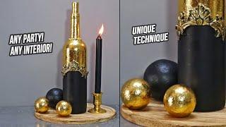 Bottle decor with imitation gold, table centrepiece diy, gold imitation table decoration