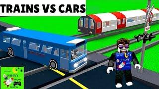 Johny Shows Roblox Trains Vs Cars | Train Crash