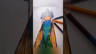 Washi tape | How to drawing a dress | desain baju | desainer pemula #shorts #art #drawing