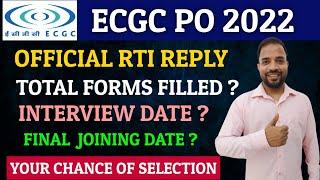 ECGC PO Official RTI Reply, Interview Date , Final Joining Date, Total Forms Filled...