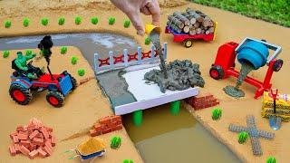 Wooden Bridge Collapsed | DIY Tractor Science Project Builds Mini Bridge Using Concrete and Bricks