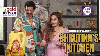 Santhosh Pratap in Shrutika's KItchen | Crispy Chilli Garlic Lotus Root |  Mediamasons Kitchen 