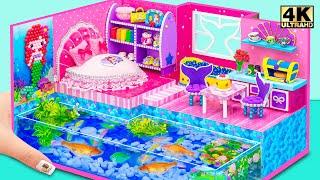 Building Aquarium in Pink House with Mermaid Bedroom, Kitchen from Cardboard | DIY Miniature House