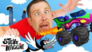 Best Monster Truck Story + More Toys from Steve and Maggie | Dinosaurs for Kids | Finger Family Song