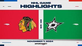 NHL Highlights | Blackhawks vs. Stars - November 7, 2024