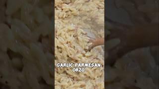 Garlic parmesan orzo for dinner. Easy, quick and delicious. #easydinnerrecipe #orzo #orzopasta