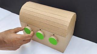 How to make treasure chest with cardboard | Cardboard safe locker