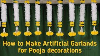 DIY Garlands for Pooja Decorations ||Varalakshmi  Pooja Decoration ideas || Pooja Backdrop Garlands.