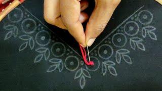 Hand embroidery neck line design stitch,New beautiful neck embroidery design,জামার গলার হাতের কাজ