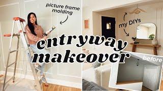 TRANSFORMING MY OUTDATED ENTRYWAY! | DIY Front Entry Makeover! *Picture Frame Molding*