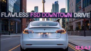 A Flawless Tesla FSD Downtown Drive