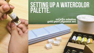  setting up a watercolor palette  | mijello mission gold pure pigment set