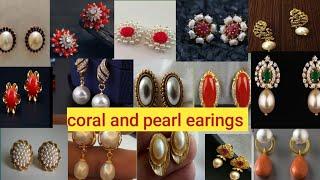 pearl and coral earrings