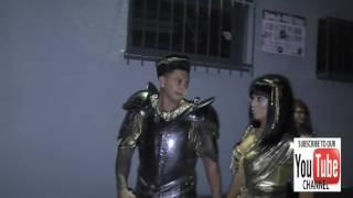 Paul 'Pauly D' DelVecchio and Aubrey O'Day dressed as sexy Romans outside the Just Jared Halloween P