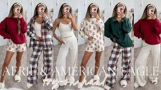 Aerie & American Eagle Try-On Haul | Holiday Pjs and Loungewear