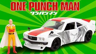 One Punch Man 1:24 1974 Mazda RX-3 Die-cast Car & 2.75" Saitama Figure Unboxing/Review