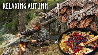 Relaxing AUTUMN CampingFishing, Berries, Mushrooms & Bushcraft Shelters