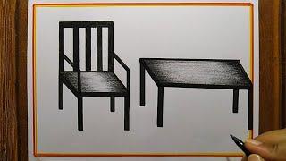 How to draw  table and chair Easy drawing| Table drawing| Chair drawing