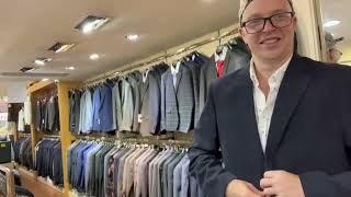 American businessman buys jacket for his international wet noodle tours | cheap charlie billy blue