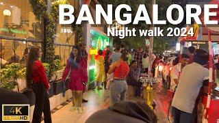 Garden city of India - Bangalore Weekend Night - Amazing 4k Walking Tour 60fps 2024