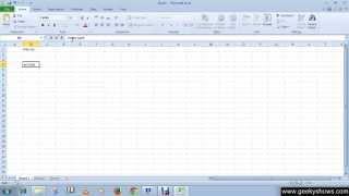 Microsoft Office Excel 2010 Entering Data