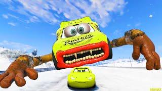 Epic Escape From The Lightning McQueen Crazy Eater & New Spider Eater | McQueen VS McQueen Beamng