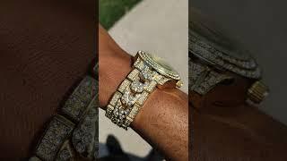 18K Gold Diamond Cuban Link Watch from Drip-Culture-Jewelry.com