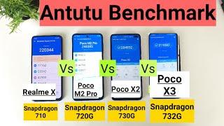 Poco x3 vs poco x2 vs poco m2 pro vs realme x antutu benchmark comparison