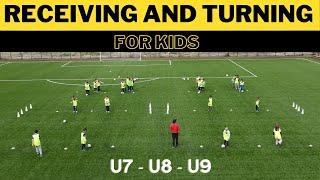 Receiving And Turning Football/Soccer Drill | For Kids | U7 - U8 - U9 |