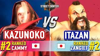 SF6  KAZUNOKO (#2 Ranked Cammy) vs ITAZAN (#2 Ranked Zangief)  SF6 High Level Gameplay