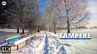 Cold and Sunny Winter Day Walk in Tampere Finland ( 23 February 2022 )