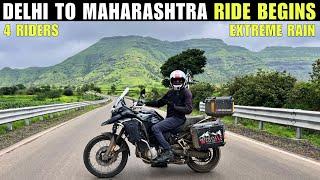 Monsoon Maharashtra 4000 KMS Ride Begins In Extreme Rains | 4 Riders | EP-01 Delhi To Indore |