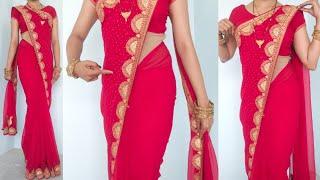 very easy heavy work saree draping tips for beginners | wedding & party wear style saree draping