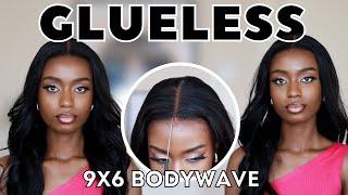 I TRIED A BODY WAVE GLUE-LESS WIG!  THE RESULT!! 9X6 M CAP WIG