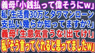 【スカッとする話】義母「生活費30万じゃ足りないわｗ本当に駄目な嫁ねw」私「このタワマンも私が払ってますが？いくらか知ってます？」「生意気！出て行けw」→私「喜んでw」全て投げ捨て出て行った結果w