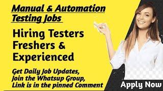 Software testing Jobs 2025 | Manual & Automation Testing | Fresher & Experience Jobs | Tech Bharat