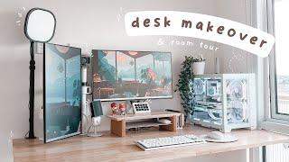 desk makeover | aesthetic cozy & minimal setup | for streaming, gaming, & wfh