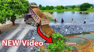 NEW Video ! Processing Filling Up The Land huge, Bulldozer KOMATSU D31p Push Stone, Dump Truck