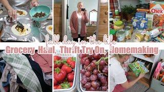 THRIFT TRY-ON HAUL, GROCERY HAUL AND MEAL PLAN, HOMEMAKING MOTIVATION / FALL DAY AT HOME